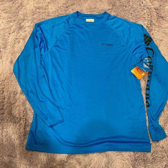 Men's Columbia Blue‎ Deep Wave Long Sleeve Omni Shade size medium - Picture 1 of 6